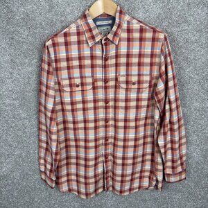 LL Bean Plaid Flannel Slightly Fitted Shirt Pockets Fall Men's Medium